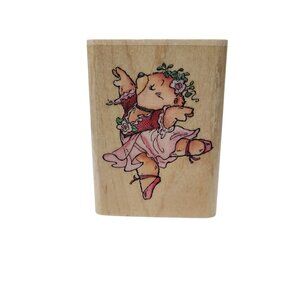 Ballerina Bear Stamp By Rubber Stampede A792D Woodblock Crafting Tool